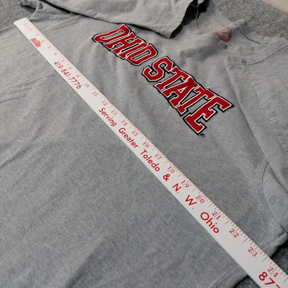 Ohio State Buckeyes Long Sleeve Shirt Mens LARGE Heathered Gray Sewn Patch Spell - Picture 3 of 7